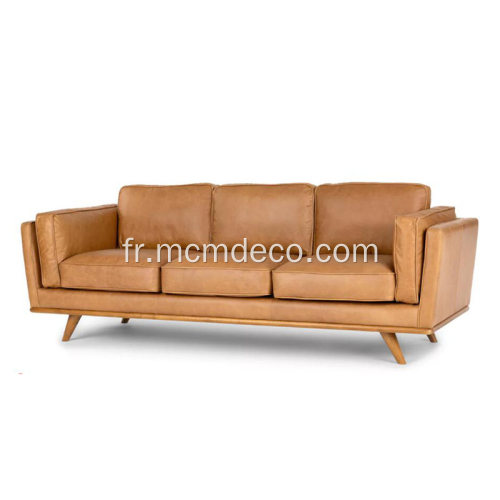 Canapé Mid-Century Modern Timber en cuir brun clair